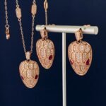 BVLGARI 满钻舌头耳钉项链 - 8